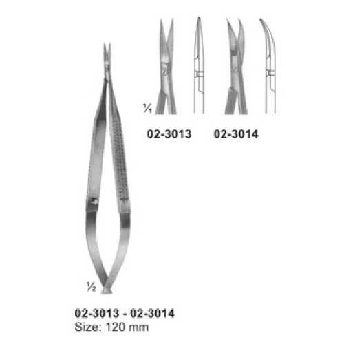 Micro Scissors, Spring Type Flat Handles and Cross- Serration